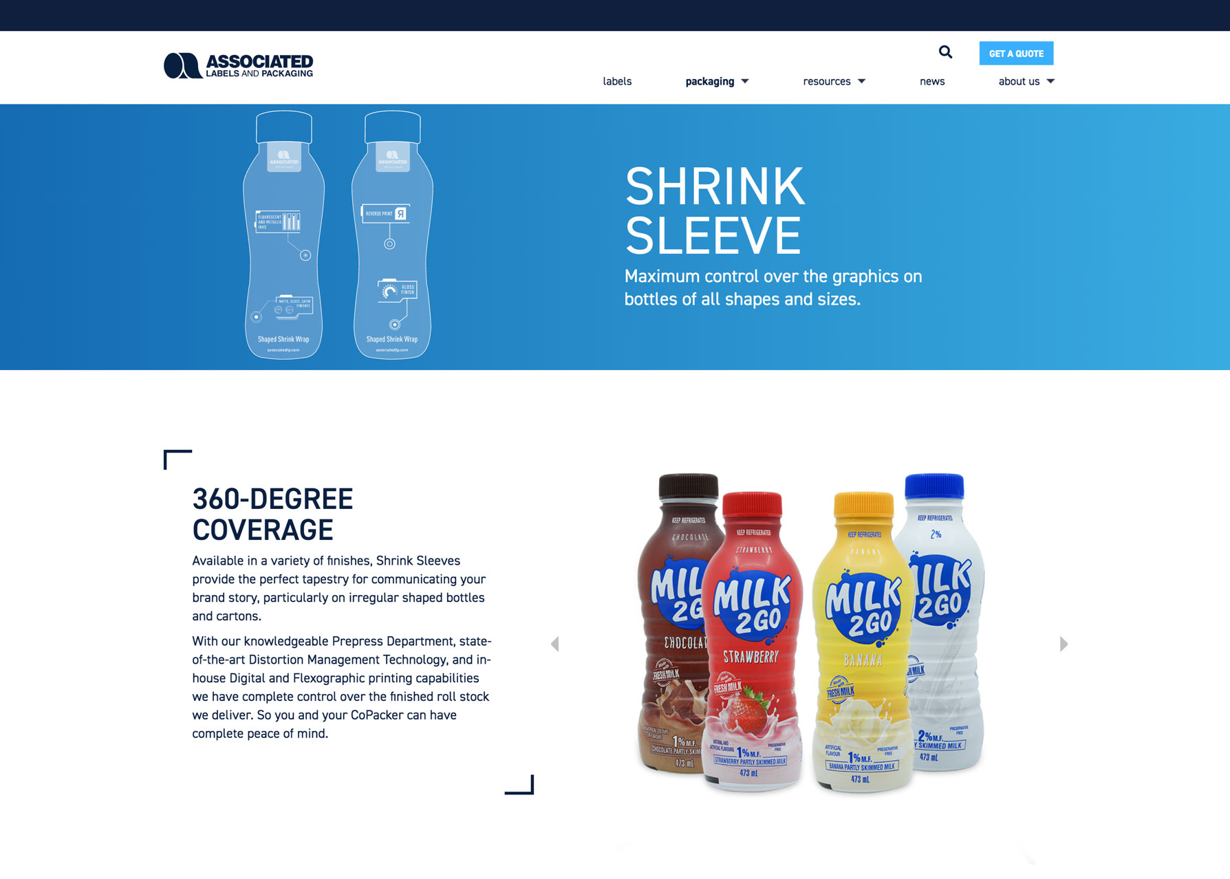 Shrink sleeve web page