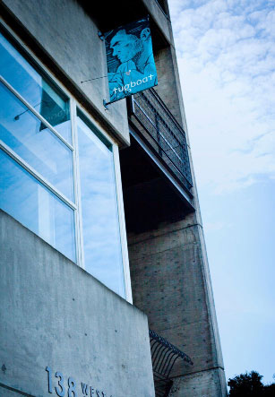 Office exterior with flag