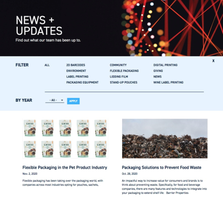 blog overview page