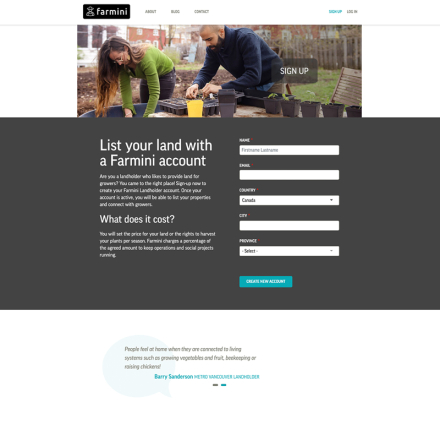 Farmini contact page